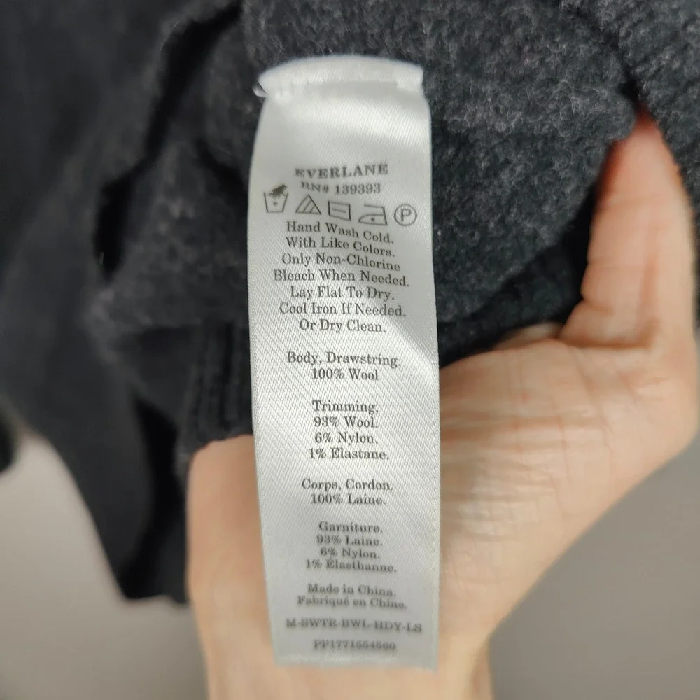 Everlane Felted Merino Hoodie Mens XS Charcoal Gray Pullover‎ Cozy Preppy